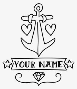 Vinilo Ancla Tatuaje Personalizable Nombre - Line Art #2398660