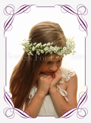 Silk Artificial White Wedding Floral Crown / Halo With - Flower Bouquet #244337