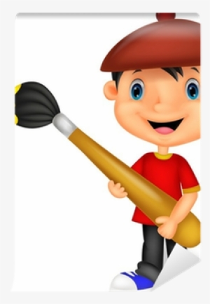 Little Boy Is Painting With Paintbrush Wall Mural • - Display Pintando O Sete #244401