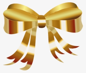 Christmas Ribbon Clipart Clear Background - Gold Bow No Background #244925