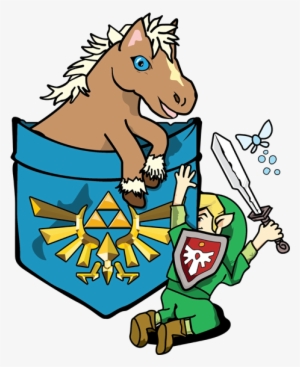Link Pocket-tee Epona Breath Of The Wild Switch Teepublic - Cartoon #2403580