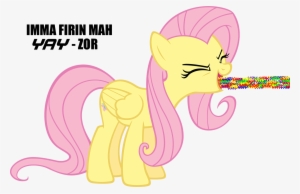 Caption, Eyes Closed, Female, Fluttershy, Flutteryay, - Imma Firin Mah Lazer Transparent Background #2403778