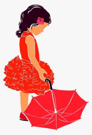 Silhouette Girl With Umbrella Pink #2409985