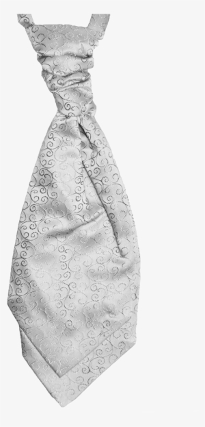 Boys White Scroll Cravat And Hankie - Formal Tailor Boys Silver Scroll Cravat #2417975