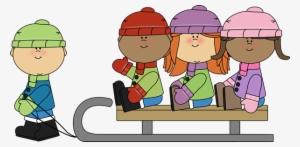 Winter Kids On A Sled Clip Art - Winter Kids Clip Art #2418104