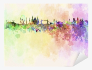 London Skyline In Watercolor Background Sticker • Pixers® - Watercolor London #2419584