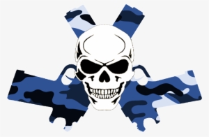 Skull In Guns Blue Camo Image - Blue Skull With Guns #2422529