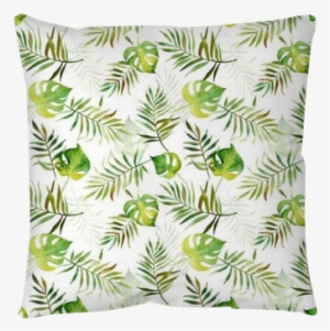 Seamless Pattern With Watercolor Tropical Leaves - Illustration #2424682