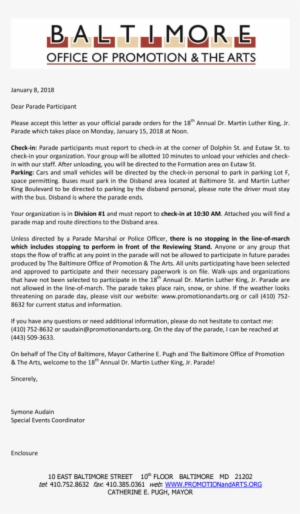 Mlk Day 2018 Parade Instructions - Document #2435597
