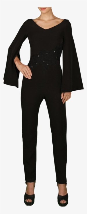 Black Cape Sleeves Jumpsuit - Cape #2438663