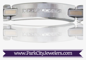 Stainless Steel & Yellow Gold Bracelet With Diamonds - Mocha Diamond And Diamond Stackable Band #2444171