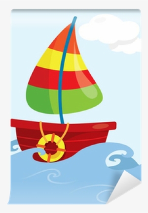 Cartoon Fishing Boat On Open Sea Vector Illustration - Vector Graphics #2444709