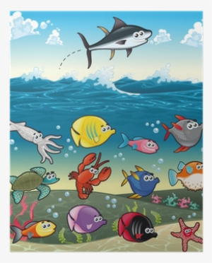 Funny Fish Under The Sea - Sea Life Fish Cute Shower Curtain #2444779
