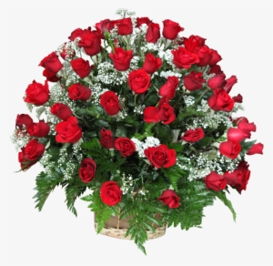 Basket Arrangement With 50 Red Roses - Rose Bokeh Png Hd #2445215