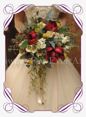 Heather, Vintage Inspired Crescent Shape Silk Bridal - Bouquet #2445376