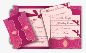 Pocket Style Indian Wedding Invitation Card Design - Wedding Invitation Pink Design Card #2446537