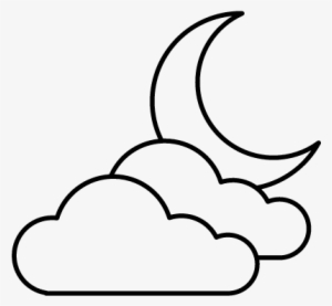 Half Moon And Clouds Vector - Draw A Half Moon #2446610