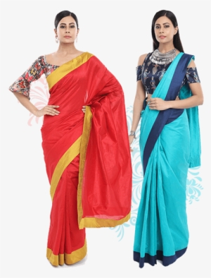 Color-blocked Art Silk Sarees With Quirky Printed Blouse - Blouse #2447558