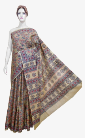 Handwoven And Hand Block Printed Tussar Silk Blended - Tussar Silk #2448835