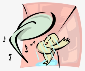 Vector Illustration Of Singing In The Shower - Cartoon #2451586