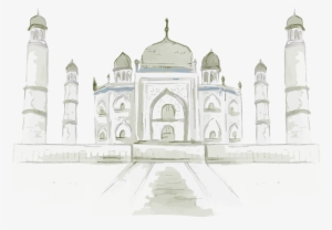 Architecture World Monuments Taj Png Black And White - Drawing #2452867