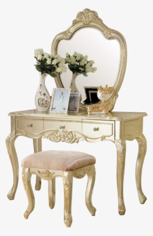 Alluring Gold Vanity Table With French Dressing Table - Dressing Table Designs Png #2453375