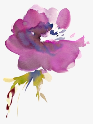 Purple Blooming Flower Transparent Ornamental Material - Watercolor Painting #2454767