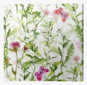 Grass, Herb And Flowers With Butterflies #2457343