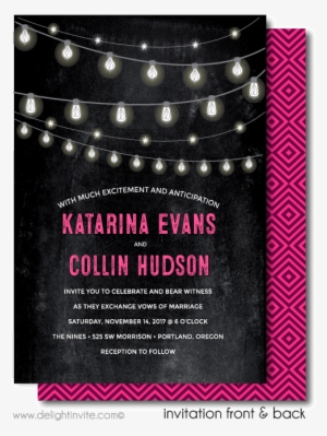 Modern Chalkboard "strand Of Lights" Wedding Invitations - Greeting Card #2459564