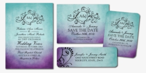 Rustic Teal Purple Bohemian Wedding Invitations By - Wedding Invitation Purple And Blue #2459916