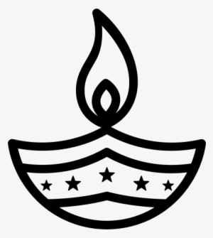 Diya Rubber Stamp - Diwali Logo Black And White #2460161