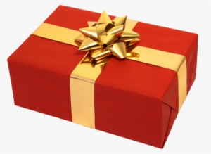 Red Gift With Gold Bow - Present Png #2460502