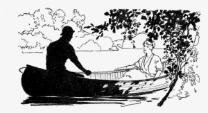 Couple Romantic Canoe Illustration - Clip Art #2473577