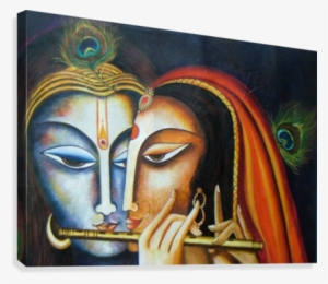 Radha Krishna Canvas Print - Acrylic Painting On Canvas Board Of Krishna #2475567