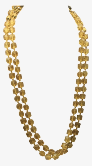 Vintage Boho Glass Hippy Flapper Necklace Amber Color - Gunmetal Necklace Chain #2479171