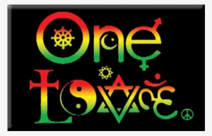 One Love Symbols Rasta Colors Rectangle Sticker - Reggae Rastah #2485195
