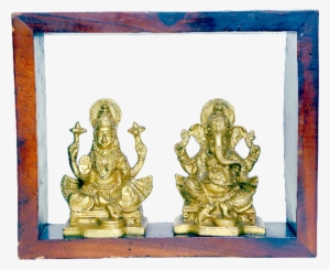 Laxmi/ Ganesh With Frame Brass Figure - Ganesha #2490050