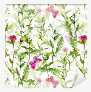 Grass, Herb And Flowers With Butterflies - Gear New 5791228-gn-ph1 Small Bird In Sprtern Watercolour #2490217