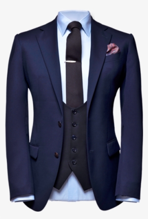 Suits - Blue Tuxedo Suit Black Waistcoat #2491501