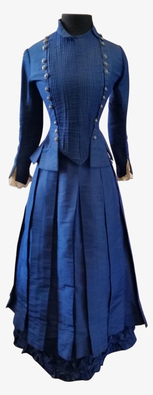 Stunning Lady's Indigo Blue Silk Faille Victorian Walking - Gown #2491737