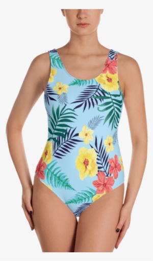 Colorful Tropical One-piece Swimsuit - Green And White Swimsuit One Piece #2492603