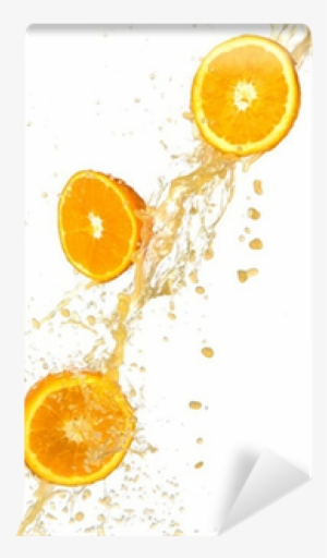 Fresh Oranges With Juice Splash, Isolated On White - Dekor Metro Pomarańcza 10 X 20 Cm Creative Ceramika #2493485