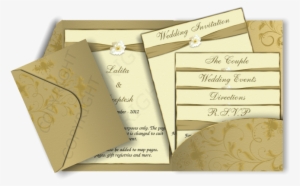 Gold & Cream Color Pocketfold Email Wedding Invitation - Gold Colour Wedding Invitation Card #2494696