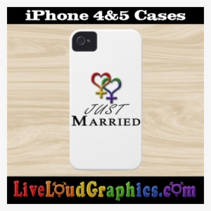 Just Married Lesbian Pride Wedding Design With Overlapping - Just Married - Hearts - Lesbian Prid Greeting Card #2494698