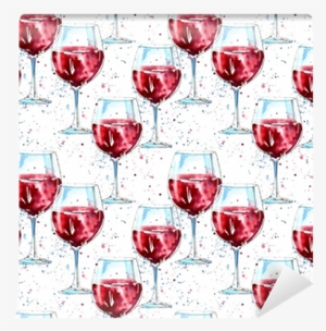 Seamless Pattern Of A Glass Red Wine And Splash - Alcoholic Drink #2495181