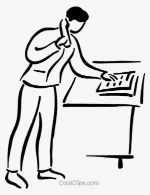 Man Making A Phone Call Royalty Free Vector Clip Art - Man Making A Phone Call Clipart #2497678