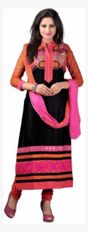 Banner Library Stock Orange Cotton With Embroidered - Anarkali Salwar Suit #2498154