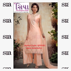 Sassy Peach Designer Suit With Gota Work Plazzo Dress - Gota #2498478