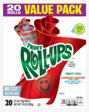 Fruit Snacks Fruit Roll-ups Variety Snack Pack 20 Rolls - Fruit Roll Ups Variety Pack #2499332