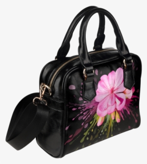 Pink Flower Color Splash, Watercolor Shoulder Handbag - Snoopy Women Shoulder Handbag #2499809